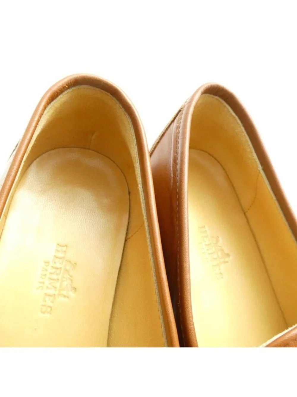 Hermes Constance Loafers 35.5 Leather Shoes Camel